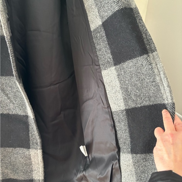 Pendleton Windowpane Plaid Black Gray Check Wool Coat L XL - Picture 8 of 9
